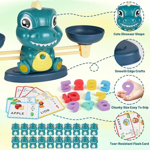 Dinosaur Balance Toy for Kids – Montessori Math Game and Counting Tool for Preschool Learning, Educational Activity Set for 3 Year Old and Up, Cool Classroom Must-Have in Saudi Arabia