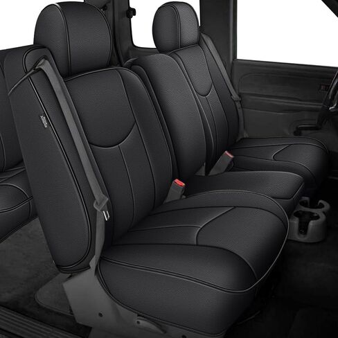 غطاء مقعد السيارة من AOMSAZTO لسيارة Chevy Silverado/GMC Sierra 1500 (1999-2006) - مجموعة كاملة من أغطية المقاعد باللون الأسود in Kuwait