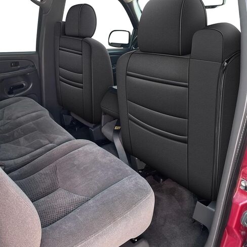 غطاء مقعد السيارة من AOMSAZTO لسيارة Chevy Silverado/GMC Sierra 1500 (1999-2006) - مجموعة كاملة من أغطية المقاعد باللون الأسود in Kuwait