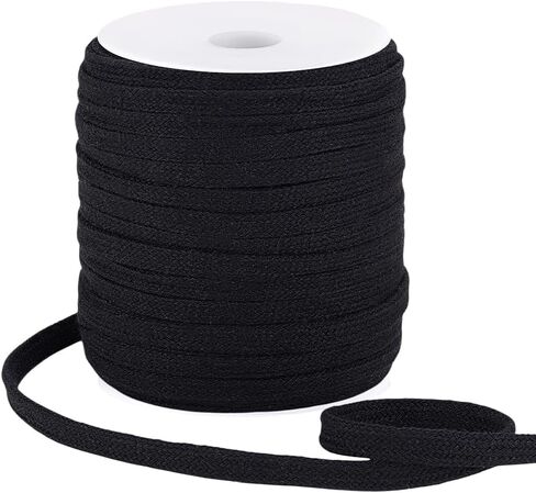 PH PandaHall 49 Yards Flat Drawstring Cord, 3/8 Inch Black Piping Cords Replacement Cotton Cord Rope Cording Macrame Rope Corset Strings for Sweatpants Garment Pants Coats Bags Trunks Jackets in Saudi Arabia