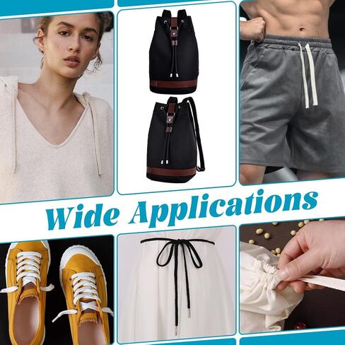 PH PandaHall 49 Yards Flat Drawstring Cord, 3/8 Inch Black Piping Cords Replacement Cotton Cord Rope Cording Macrame Rope Corset Strings for Sweatpants Garment Pants Coats Bags Trunks Jackets in Saudi Arabia