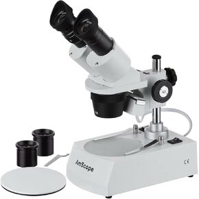 AmScope SE305R-PZ-E مجهر ستيريو رقمي مثبت للأمام، عدسات WF10x وWF20x، تكبير 10X/20X/30X/60X، أهداف 1X و3X، إضاءة هالوجين علوية وسفلية، لوحة مسرح سوداء/بيضاء قابلة للعكس، حامل عمود، 120 فولت ، يتضمن 0.3 in Kuwait