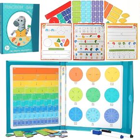 Magnetic Fraction Demonstration Book, Magnetic Fraction Book for Kids, FunMagnetic Fraction Tiles & Fraction Circles Set, Math Manipulatives for Elementary School in Saudi Arabia