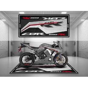 سجادة دراجة نارية MPM لـ CBR600 - سجادة وقوف السيارات مقاومة للزيت والماء وقابلة للغسل في المرآب وصالة العرض واستخدام ورشة العمل | رمادي لؤلؤي غامق - مقاس 2: 102 × 47/260 × 120 سم in Kuwait