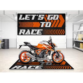 تصميم حصيرة المرآب لـ KTM والدراجات النارية المخصصة، وحصيرة العرض والحفرة، وسجادة أرضية المرآب وصالة العرض القابلة للغسل وغير القابلة للانزلاق (الحجم 2: 102 × 47/260 × 120 سم) in Kuwait