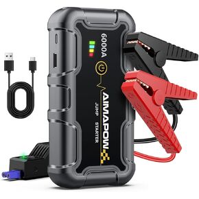 AIMAPOW Portable Car Battery Jump Starter 6000A 20000mAh Jump Box, Car Jumper Starter Portable Jumper Cables for car(AllL Gas/10L Diesel), Fast Charge, Lights, Compact in Saudi Arabia