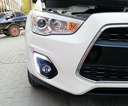 مجموعة غطاء مصباح الضباب الخفيف للقيادة النهارية والجري من Astra Depot 2X LED DRL متوافق مع Mitsubishi ASX Outlander Sport 2013-2015 in Saudi Arabia