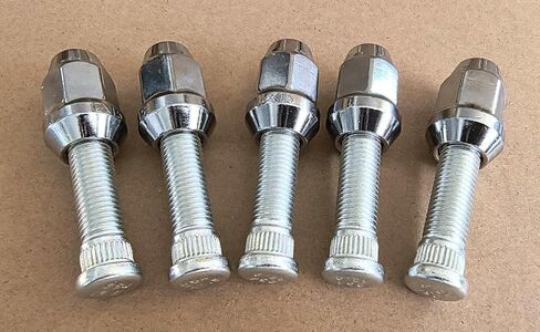 5PCS M12*1.5 Serrated Wheel Stud Bolts 610-254 12.73mm Knurl, 41.5mm Length with Lug Nuts Compatible with Chevy Malibu Corvette Impala Buick Cadillac GMC Saturn Pontiac Oldsmobile in Saudi Arabia