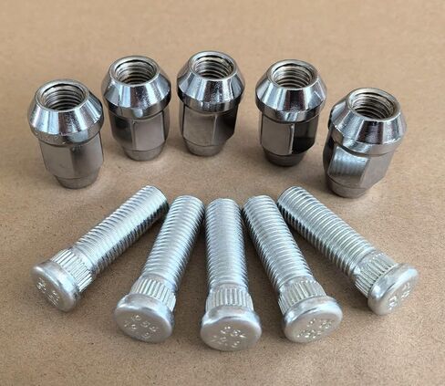 5PCS M12*1.5 Serrated Wheel Stud Bolts 610-254 12.73mm Knurl, 41.5mm Length with Lug Nuts Compatible with Chevy Malibu Corvette Impala Buick Cadillac GMC Saturn Pontiac Oldsmobile in Saudi Arabia