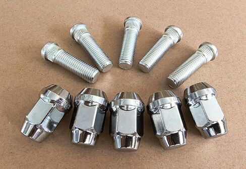 5PCS M12*1.5 Serrated Wheel Stud Bolts 610-254 12.73mm Knurl, 41.5mm Length with Lug Nuts Compatible with Chevy Malibu Corvette Impala Buick Cadillac GMC Saturn Pontiac Oldsmobile in Saudi Arabia