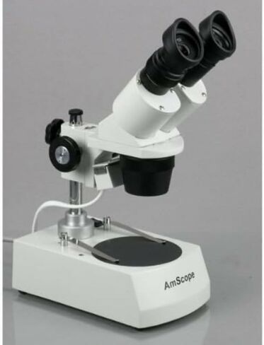 AmScope SE305R-PZ-E مجهر ستيريو رقمي مثبت للأمام، عدسات WF10x وWF20x، تكبير 10X/20X/30X/60X، أهداف 1X و3X، إضاءة هالوجين علوية وسفلية، لوحة مسرح سوداء/بيضاء قابلة للعكس، حامل عمود، 120 فولت ، يتضمن 0.3 in Kuwait