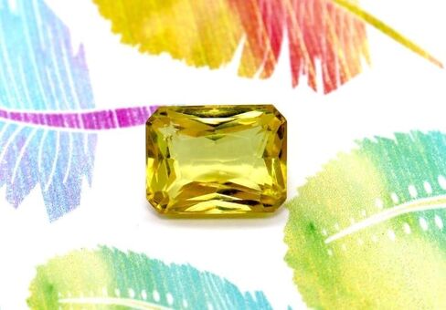 11.25 Ct Natural Emerald Cut Yellow Sapphire Loose Gemstone for Jewellery Making - in Saudi Arabia