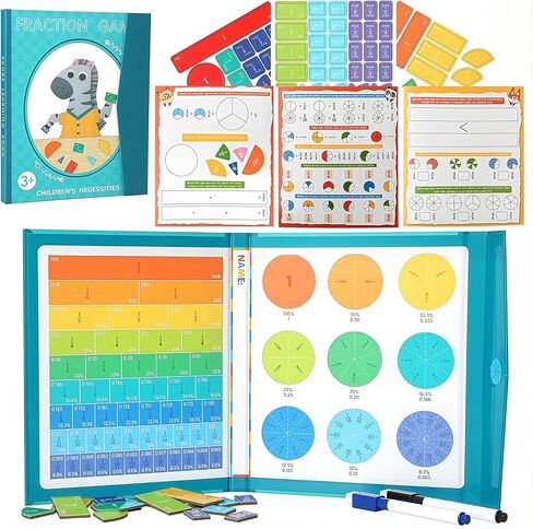 Magnetic Fraction Demonstration Book, Magnetic Fraction Book for Kids, FunMagnetic Fraction Tiles & Fraction Circles Set, Math Manipulatives for Elementary School in Saudi Arabia