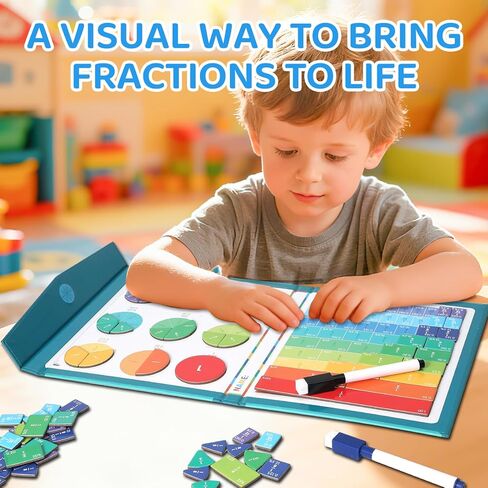 Magnetic Fraction Demonstration Book, Magnetic Fraction Book for Kids, FunMagnetic Fraction Tiles & Fraction Circles Set, Math Manipulatives for Elementary School in Saudi Arabia