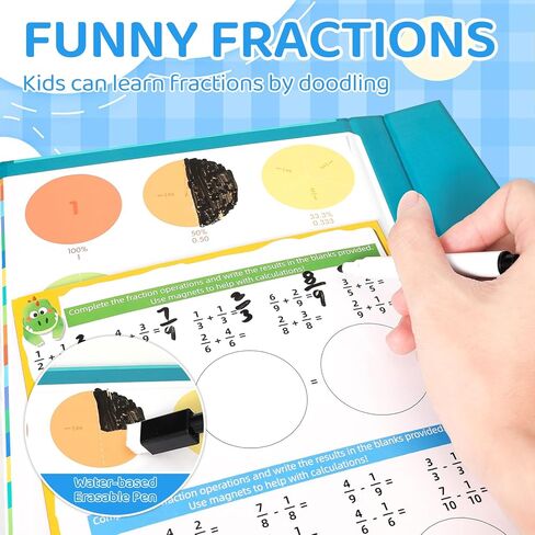 Magnetic Fraction Demonstration Book, Magnetic Fraction Book for Kids, FunMagnetic Fraction Tiles & Fraction Circles Set, Math Manipulatives for Elementary School in Saudi Arabia