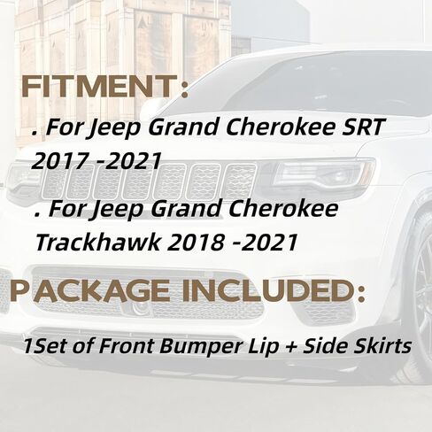 Body Kits for Jeep Grand Cherokee SRT/Trackhawk 2017-2021 V4 Style Front Bumper Lip Splitter + Side Skirt Extension Lip Panels Splitte (Glossy Black) in Saudi Arabia