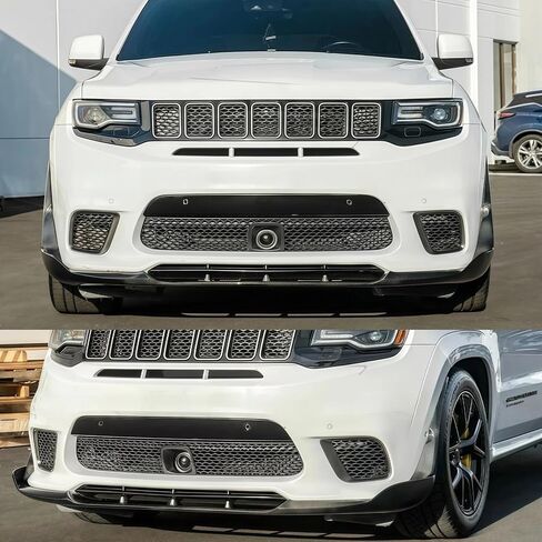 Body Kits for Jeep Grand Cherokee SRT/Trackhawk 2017-2021 V4 Style Front Bumper Lip Splitter + Side Skirt Extension Lip Panels Splitte (Glossy Black) in Saudi Arabia