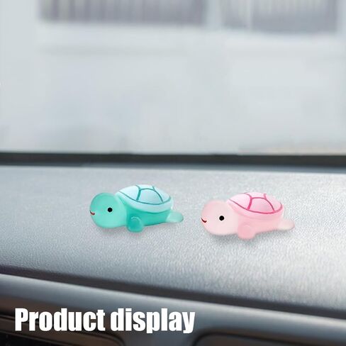 2PCS Cute Tortoise Car Dashboard Ornament, Luminous Turtle Auto Rear View Accessories, Mini Resin Figurine Center Console Decoration for Car Interior, Home, Desk, Garden (Blue Green/Pink) in Saudi Arabia