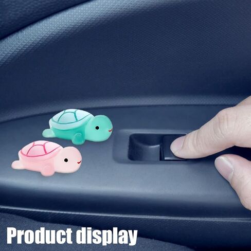 2PCS Cute Tortoise Car Dashboard Ornament, Luminous Turtle Auto Rear View Accessories, Mini Resin Figurine Center Console Decoration for Car Interior, Home, Desk, Garden (Blue Green/Pink) in Saudi Arabia