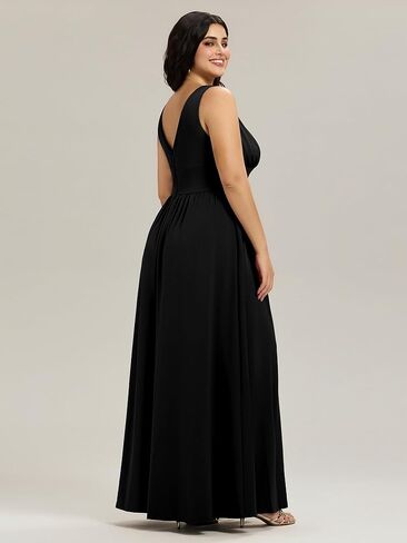 فساتين رسمية طويلة للسيدات من Ever-Pretty بفتحة عالية ومطويات بدون أكمام مقاس كبير للنساء الممتلئات 0168B-DA1 in Kuwait