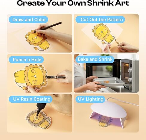 Csyidio 160PCS Shrink Plastic Sheet Kit with 15PCS Shrink Papers, UV Resin, UV Lamp and Keychains Accessories for Kids Craft Ornaments, DIY Key Chains & Christmas Decor in Kuwait