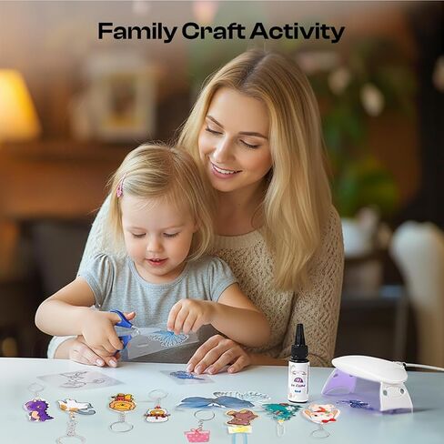 Csyidio 160PCS Shrink Plastic Sheet Kit with 15PCS Shrink Papers, UV Resin, UV Lamp and Keychains Accessories for Kids Craft Ornaments, DIY Key Chains & Christmas Decor in Kuwait