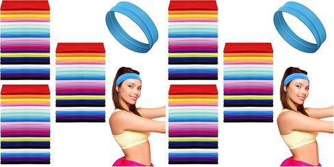 60 Pcs Workout Headbands for Women Stretchy Yoga Headbands Soft Elastic Polyester Head Bands for Girl's Hair Non Slip Hair Wraps Sweatband for Sports Pilates Running Gym Workout, 16 Colors in Saudi Arabia