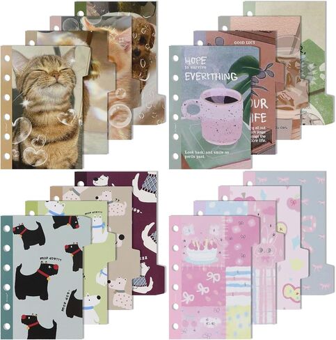 Plastic A6 Binder Dividers with Tabs, 6 Hole Transparent 6 Tabbed Insertable Dividers, Leaves File Separators for Planners, Notebook and Binder in Kuwait