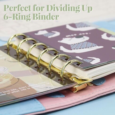 Plastic A6 Binder Dividers with Tabs, 6 Hole Transparent 6 Tabbed Insertable Dividers, Leaves File Separators for Planners, Notebook and Binder in Kuwait