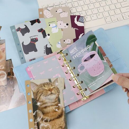 Plastic A6 Binder Dividers with Tabs, 6 Hole Transparent 6 Tabbed Insertable Dividers, Leaves File Separators for Planners, Notebook and Binder in Kuwait