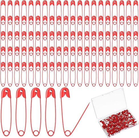 Red Safety Pins, 100 Pcs 30mm / 1.2 Inch Heavy Duty Quilting Pins Metal Sewing Pin for DIY Crafts, Jewelry Making, Clothing in Kuwait
