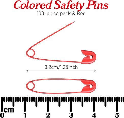 Red Safety Pins, 100 Pcs 30mm / 1.2 Inch Heavy Duty Quilting Pins Metal Sewing Pin for DIY Crafts, Jewelry Making, Clothing in Kuwait