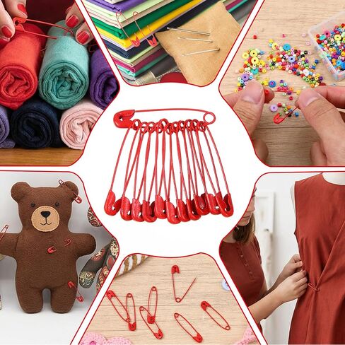 Red Safety Pins, 100 Pcs 30mm / 1.2 Inch Heavy Duty Quilting Pins Metal Sewing Pin for DIY Crafts, Jewelry Making, Clothing in Kuwait