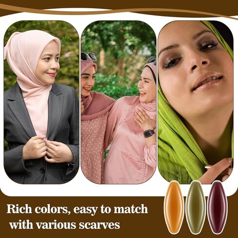 48pcs Scarf Safety Pins Colorful Plastic Brooch Pins Hollow Oval Hijab Pin Non-Slip Fashion Brooches Pin Safety Locking Cloth Sweater Shawl Pin's Headscarf Decoration for Women Muslim Scarf in Saudi Arabia