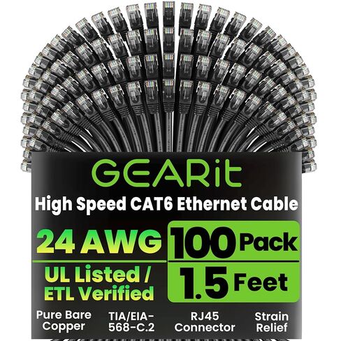 GearIT 50-Pack, Cat 6 Ethernet Cable Cat6 Snagless Patch 2 Feet - Snagless RJ45 Computer LAN Network Cord, White - Compatible with 48 Port Switch POE Rackmount 48port Gigabit in Saudi Arabia