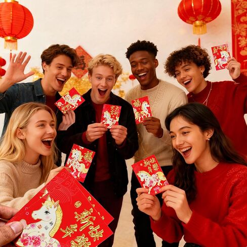 ELLZK ELLZK Chinese Red Envelopes Horse 2026 Chinese New Year Lunar New Year Decorations Lucky Money Envelopes Gifts(6 Patterns 36 Pcs) Ink Painting Style in Kuwait