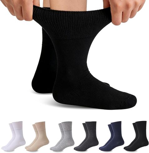 جوارب Forcool غير مربوطة من القطن لمرضى السكري للرجال والنساء، مقاس M/L/XL، 3/6 أزواج in Kuwait