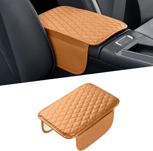 Car Center Console Cover, Universal Center Console Protector Pad with Soft Microfiber Leather & 2 Storage Pockets, Non-Slip Cushion for Car SUV Truck Interior Accessories (Black) in Saudi Arabia