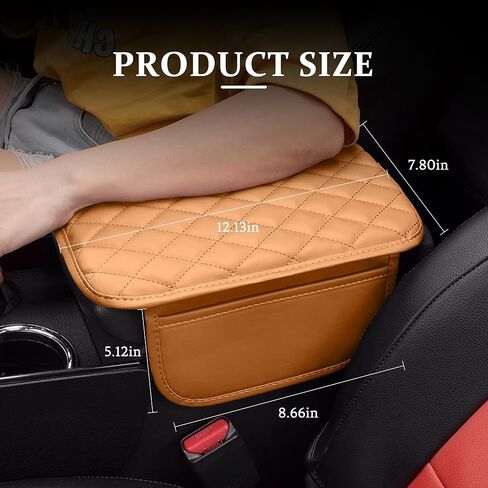 Car Center Console Cover, Universal Center Console Protector Pad with Soft Microfiber Leather & 2 Storage Pockets, Non-Slip Cushion for Car SUV Truck Interior Accessories (Black) in Saudi Arabia