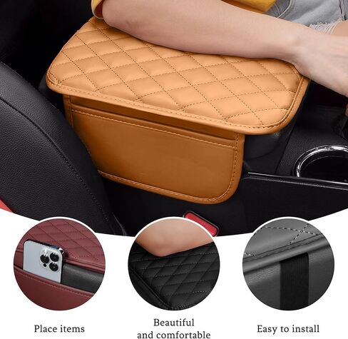 Car Center Console Cover, Universal Center Console Protector Pad with Soft Microfiber Leather & 2 Storage Pockets, Non-Slip Cushion for Car SUV Truck Interior Accessories (Black) in Saudi Arabia