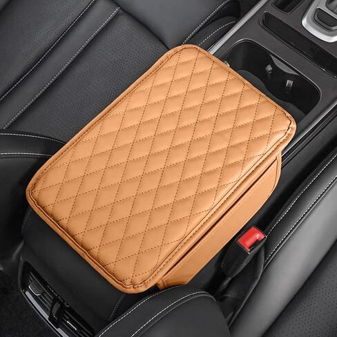 Car Center Console Cover, Universal Center Console Protector Pad with Soft Microfiber Leather & 2 Storage Pockets, Non-Slip Cushion for Car SUV Truck Interior Accessories (Black) in Saudi Arabia