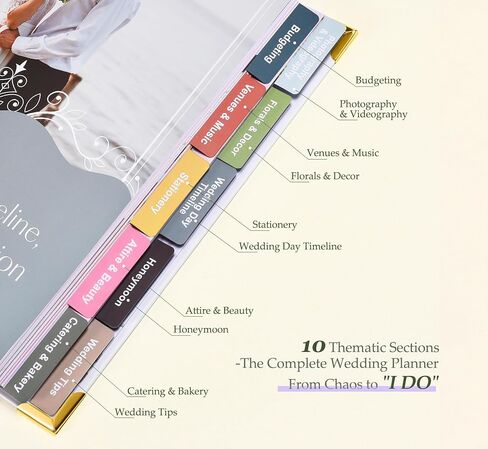 Wedding Planner Book and Organizer for Bride - 184 Pages Wedding Planning Book with Guest Lists, Checklists, Calendars and Pockets, Engagement Gift for Bride to Be and Couples in Kuwait