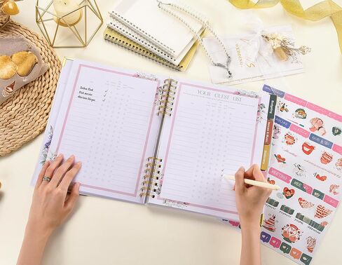 Wedding Planner Book and Organizer for Bride - 184 Pages Wedding Planning Book with Guest Lists, Checklists, Calendars and Pockets, Engagement Gift for Bride to Be and Couples in Kuwait