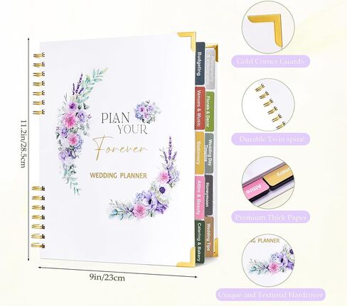 Wedding Planner Book and Organizer for Bride - 184 Pages Wedding Planning Book with Guest Lists, Checklists, Calendars and Pockets, Engagement Gift for Bride to Be and Couples in Kuwait