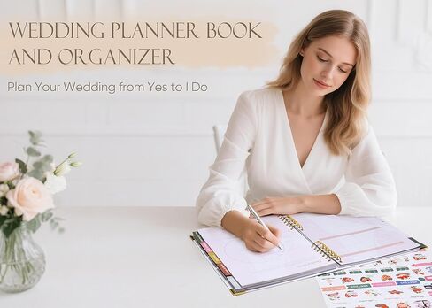 Wedding Planner Book and Organizer for Bride - 184 Pages Wedding Planning Book with Guest Lists, Checklists, Calendars and Pockets, Engagement Gift for Bride to Be and Couples in Kuwait