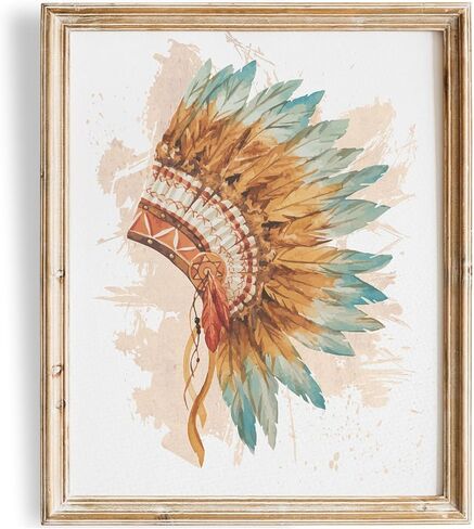 Native American Headdress Decor Wall Art Print - Unframed - 8x10 | Office Wall Décor | Kitchen Wall Décor in Kuwait