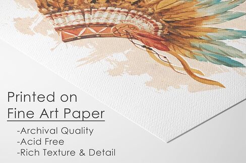 Native American Headdress Decor Wall Art Print - Unframed - 8x10 | Office Wall Décor | Kitchen Wall Décor in Kuwait