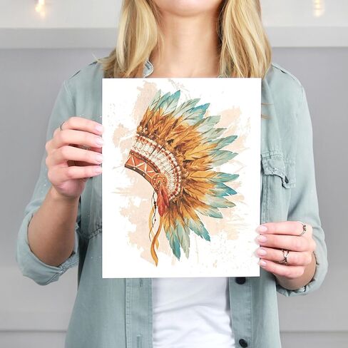 Native American Headdress Decor Wall Art Print - Unframed - 8x10 | Office Wall Décor | Kitchen Wall Décor in Kuwait