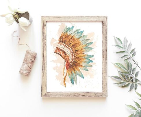 Native American Headdress Decor Wall Art Print - Unframed - 8x10 | Office Wall Décor | Kitchen Wall Décor in Kuwait