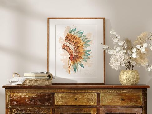 Native American Headdress Decor Wall Art Print - Unframed - 8x10 | Office Wall Décor | Kitchen Wall Décor in Kuwait